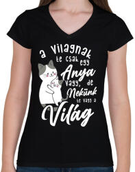 printfashion Nekünk te vagy a világ lght - Női V-nyakú póló - Fekete (4712938)