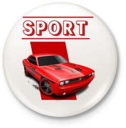 printfashion Sport autó - Kitűző, hűtőmágnes - Fehér (3081773)