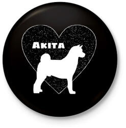 printfashion Akita - Kitűző, hűtőmágnes - Fekete (3101649)
