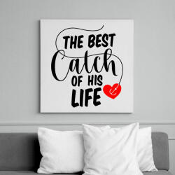 printfashion Horgász páros - a legjobb fogás - Vászonkép - Fehér (6639885)