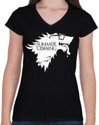printfashion Summer is Coming white - Női V-nyakú póló - Fekete (1504754)