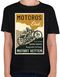printfashion Motoros élet - Gyerek póló - Fekete (6362294)