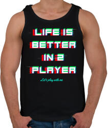 printfashion LIFE IS BETTER IN 2 PLAYER - Férfi atléta - Fekete (10840887)