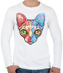 printfashion Egyiptomi macska vízfesték - Férfi hosszú ujjú póló - Fehér (1495354)