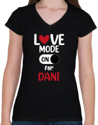 printfashion Love mode - Névvel (fehér) - Női V-nyakú póló - Fekete (11644881)