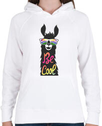 printfashion Cool láma - Női kapucnis pulóver - Fehér (1623702)