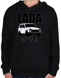 printfashion Lada niva - Gyerek kapucnis pulóver - Fekete (5517918)