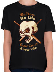 printfashion No Drum, No Life - Gyerek póló - Fekete (6988093)
