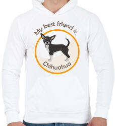 printfashion My best frined - Chihuahua - Férfi kapucnis pulóver - Fehér (6298052)