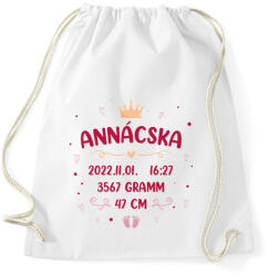 printfashion Baba adatok - Kislány - Sportzsák, Tornazsák - Fehér (10699566)