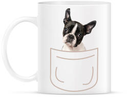 printfashion Boston terrier kölyök zsebben - Bögre - Fehér (7098599)