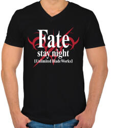 printfashion Fate Stay Night - Férfi V-nyakú póló - Fekete (2860888)