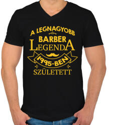 printfashion Barber legenda - Évszámmal - Férfi V-nyakú póló - Fekete (9120666)