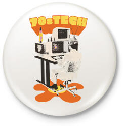 printfashion Retro - 70-es évek technológia - Kitűző, hűtőmágnes - Fehér (5715624)