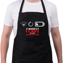 printfashion A generációnk legnagyobb félelmei - Kötény - Fekete (4933812)