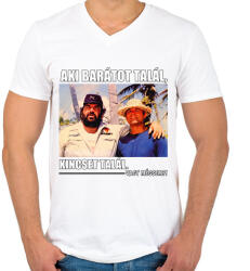 printfashion Bud Spencer és Terence Hill - Férfi V-nyakú póló - Fehér (11972572)
