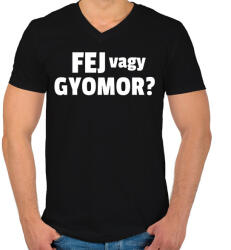printfashion Fej vagy gyomor - Férfi V-nyakú póló - Fekete (10426445)