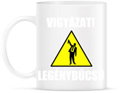 printfashion Vigyázat legénybúcsú - Bögre - Fehér (5304224)