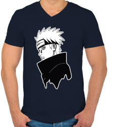 printfashion Pain fekete fehér - Férfi V-nyakú póló - Sötétkék (5756667)