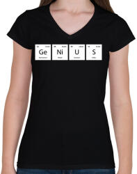 printfashion GeNiUS (Periódusos rendszer) - Női V-nyakú póló - Fekete (11474536)