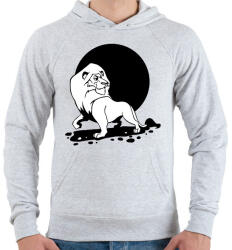 printfashion Oroszlán - Az állatok királya - Férfi kapucnis pulóver - Sport szürke (1387639)