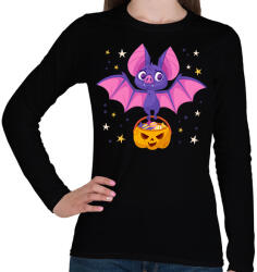 printfashion Halloween-i denevér - Női hosszú ujjú póló - Fekete (14770741)