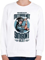 printfashion Sose becsülj alá egy motors nőt - Simson - Gyerek pulóver - Fehér (4343720)