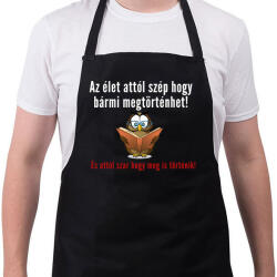 printfashion Az élet attól szép - Kötény - Fekete (4929374)