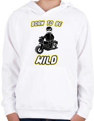 printfashion born-to-be-wild-black - Gyerek kapucnis pulóver - Fehér (781904)