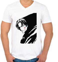 printfashion Attack On Titan Levi - Férfi V-nyakú póló - Fehér (6106329)