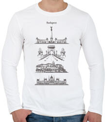 printfashion Budapest épületek - Férfi hosszú ujjú póló - Fehér (7353222)