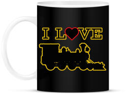 printfashion I love train - Bögre - Fekete (7683257)