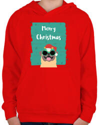 printfashion MERRY CHRISTMAS MOPSZ - Gyerek kapucnis pulóver - Piros (9616029)