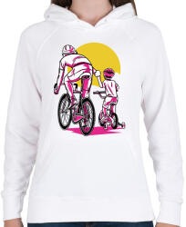 printfashion Apa és fia biciklin - Női kapucnis pulóver - Fehér (9177767)