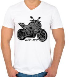 printfashion yamaha mt4 - Férfi V-nyakú póló - Fehér (2927537)