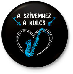 printfashion A szívemhez a kulcs - Szaxofon - Kitűző, hűtőmágnes - Fekete (7642423)