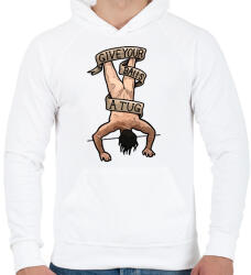printfashion Tug balls - Férfi kapucnis pulóver - Fehér (2124618)
