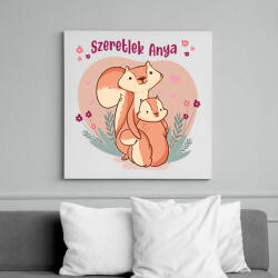 printfashion Szeretlek anya - Mókusos - Vászonkép - Fehér (6672012)