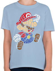 printfashion Mario - Gyerek póló - Világoskék (70938)