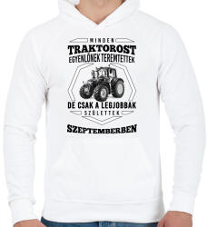 printfashion TRAKTOROS SZÜLINAP - Szeptember - Férfi kapucnis pulóver - Fehér (2645305)
