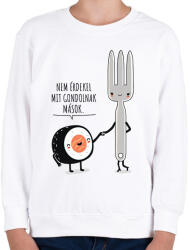printfashion Felvállalós sushi - Gyerek pulóver - Fehér (1245181)