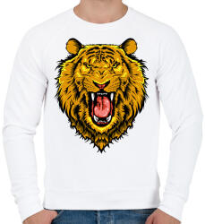 printfashion Dühös oroszlán - Férfi pulóver - Fehér (2917269)