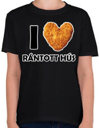 printfashion I love rántott hús - Gyerek póló - Fekete (8204783)