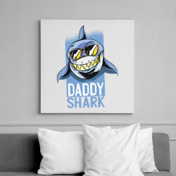 printfashion Daddy shark - apa cápa - Vászonkép - Fehér (6635690)