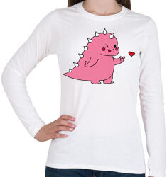 printfashion DIno love - lány - Női hosszú ujjú póló - Fehér (15583380)