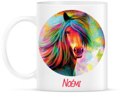 printfashion Színes lovas minta - Névvel - Bögre - Fehér (6326939)