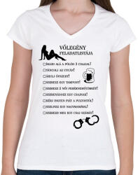 printfashion Vőlegény feladatlistája - Női V-nyakú póló - Fehér (7555556)