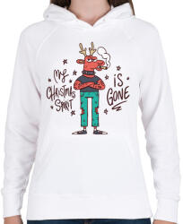 printfashion Karácsonyi kedv - kedvetlen - Női kapucnis pulóver - Fehér (5527046)