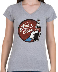 printfashion Nuka Cola - Női V-nyakú póló - Sport szürke (1246830)
