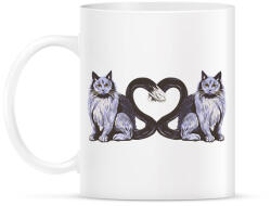 printfashion Macskás szív - Bögre - Fehér (14268253)